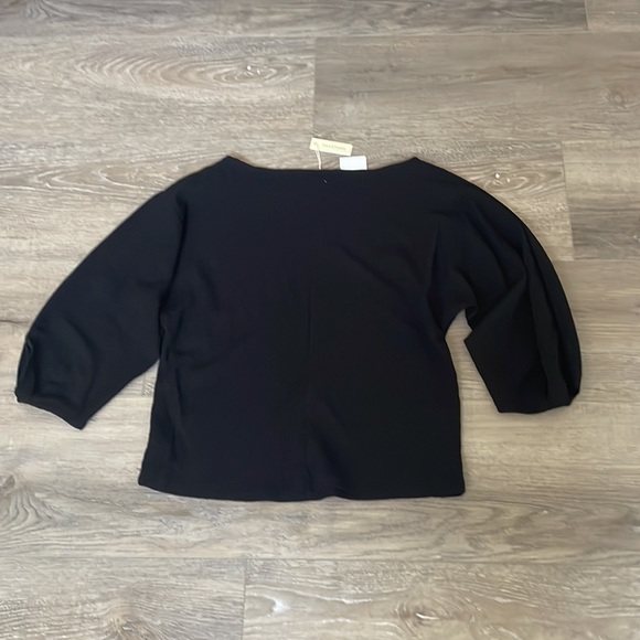 💟Max Studio black crinkle fabric, 3/4 sleeve blouse, NWT, Med - Picture 8 of 11